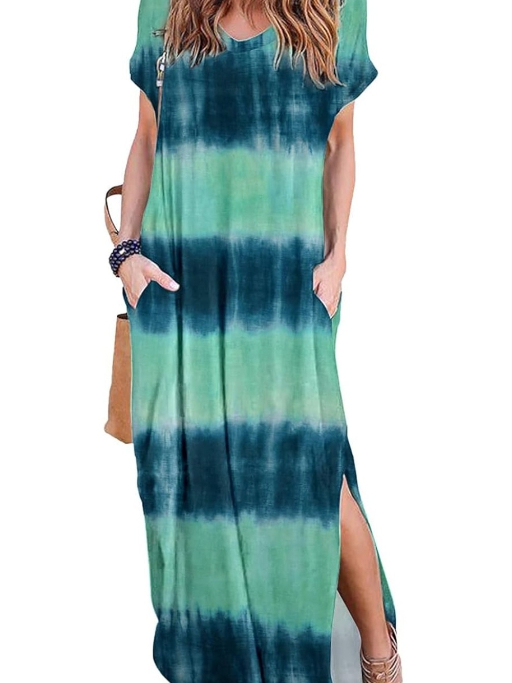 Women's Teal & Seafoam Tie-Dye Maxi Dress